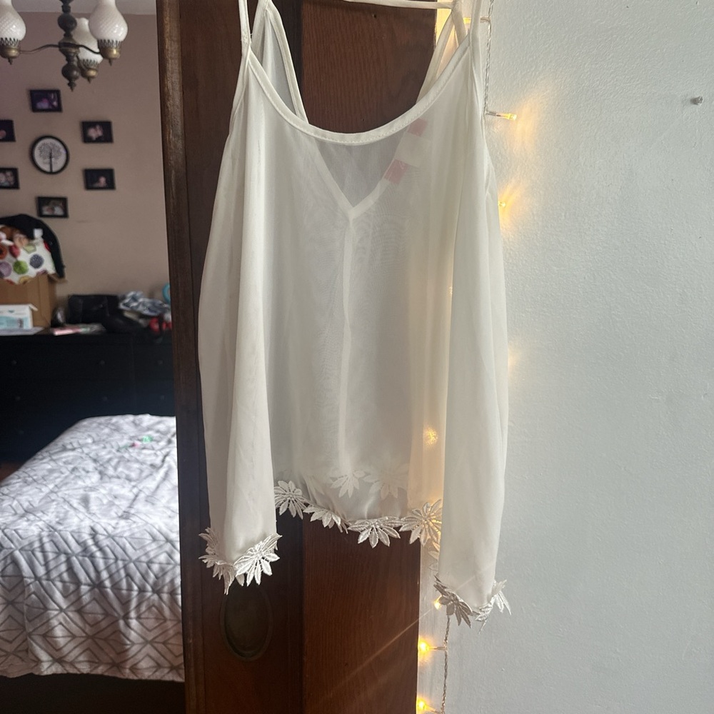 Rainbow Sheer White Blouse